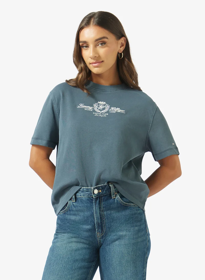TOMMY HILFIGER Casual Varsity Crest Mdrn Crew Neck T-Shirt
