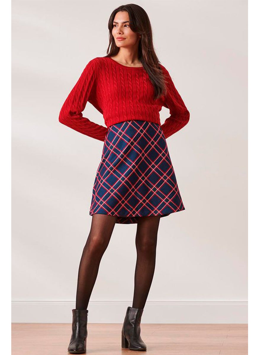 Tchibo Women Plaid Mini Skirt, Navy  - Image 1