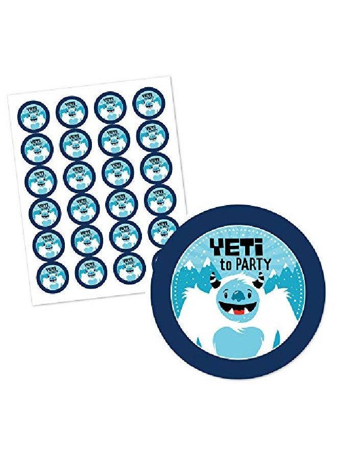 Big Dot of Happiness Yeti To Party Abominable Snowman Party Or Birthday Party Circle Sticker Labels 24 Count  - Image 2
