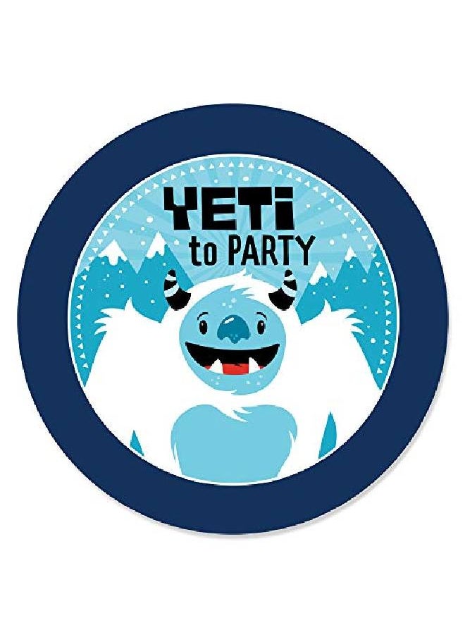 Big Dot of Happiness Yeti To Party Abominable Snowman Party Or Birthday Party Circle Sticker Labels 24 Count  - Image 1