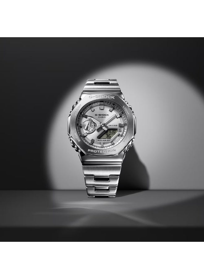 Casio G-Shock GM-2110D-7A Analog Digital Men's Watch Stainless Steel 200M Water Resistant Silver Dial - Image 2