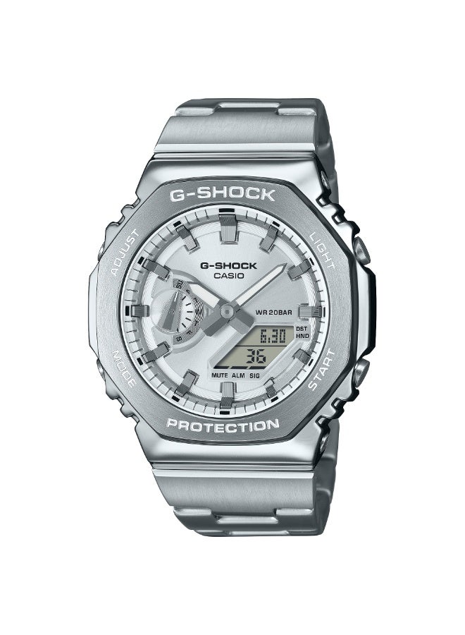 Casio G-Shock GM-2110D-7A Analog Digital Men's Watch Stainless Steel 200M Water Resistant Silver Dial - Image 1