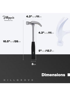 Hillgrove Hillgrove Durable Construction Metalworking Household Rubber Handle Straight Best Claw Hammer Repair Hand Woodworking Tool 105 inch Curved Claw Hammer  - Image 4