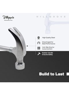 Hillgrove Hillgrove Durable Construction Metalworking Household Rubber Handle Straight Best Claw Hammer Repair Hand Woodworking Tool 105 inch Curved Claw Hammer  - Image 3