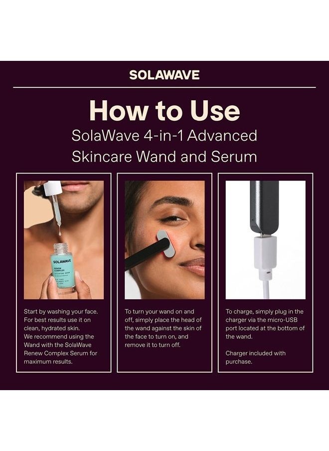 SOLAWAVE - 4-in-1 Facial Wand and Renew Complex Serum Bundle | Red Light Therapy for Face and Neck | Microcurrent Facial Device for Anti-Aging | Face Massager with Anti-Wrinkle Serum | Matte Black - Image 1