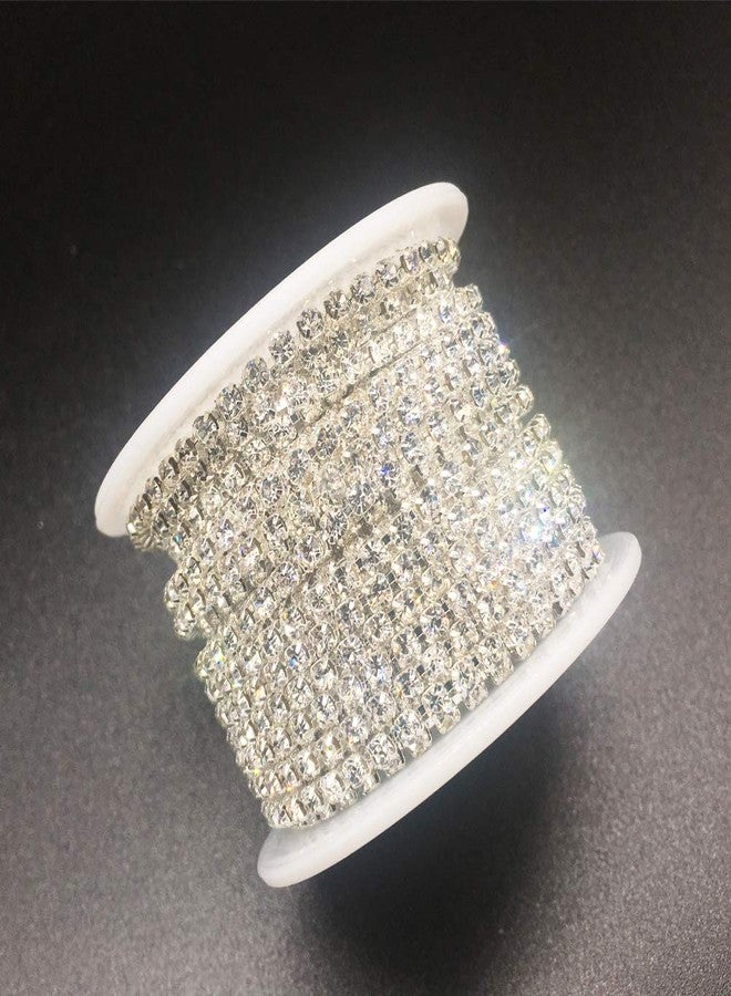 Dowarm 1 Roll 10 Yards Rhinestone Chain, Crystal Rhinestones Close Chain, Sew on Crystal Rhinstone Chain Trim, Crystal Claw Cup Chain Roll (Crystal, SS8 2.8MM) - Image 2