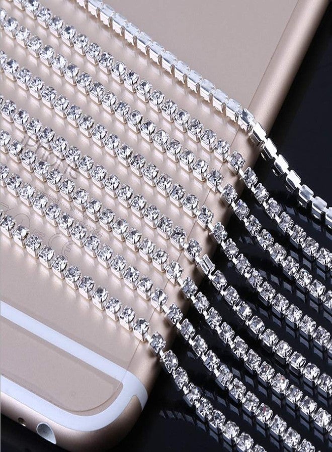 Dowarm 1 Roll 10 Yards Rhinestone Chain, Crystal Rhinestones Close Chain, Sew on Crystal Rhinstone Chain Trim, Crystal Claw Cup Chain Roll (Crystal, SS8 2.8MM) - Image 3