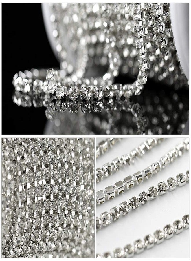 Dowarm 1 Roll 10 Yards Rhinestone Chain, Crystal Rhinestones Close Chain, Sew on Crystal Rhinstone Chain Trim, Crystal Claw Cup Chain Roll (Crystal, SS8 2.8MM) - Image 4