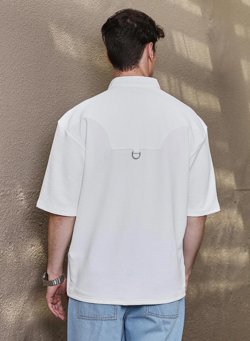 CAHOOT  Men's Daisy White Solid Cowboy Oversized Shirt for Men | Best Price UAE