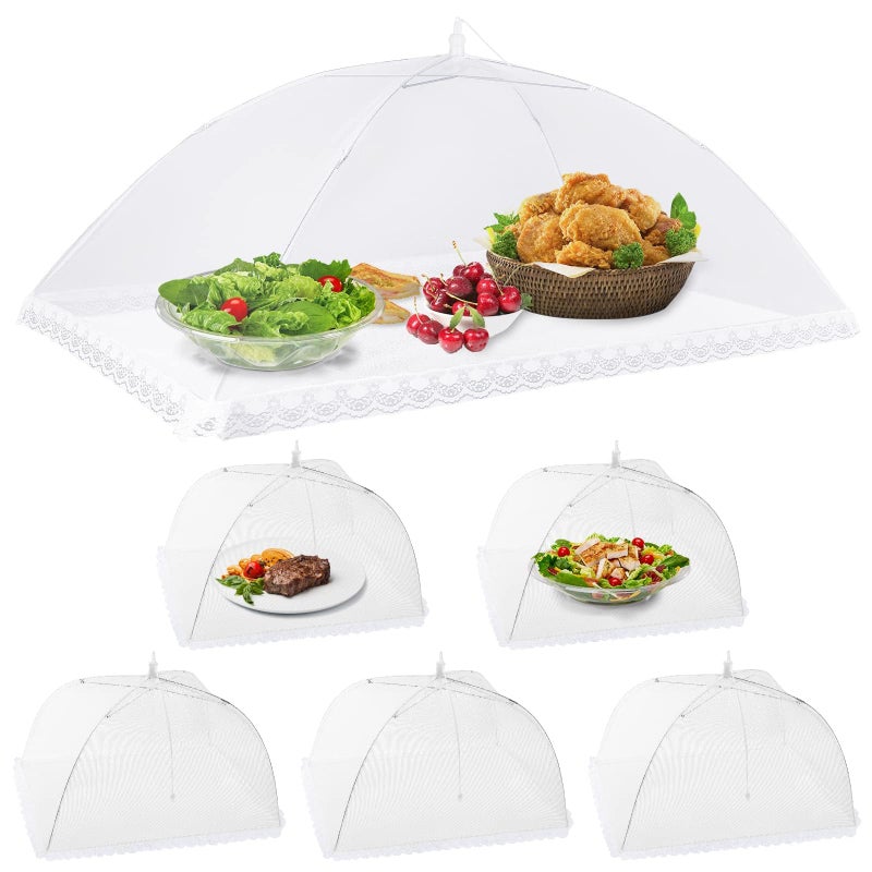 Osportfun Food Cover Mesh Large Food Net Cover Collapsible Food Mesh Pop Up Cover Cake Cover Fruit Cover Umbrella for Dish Storage Outdoor 6 PCS