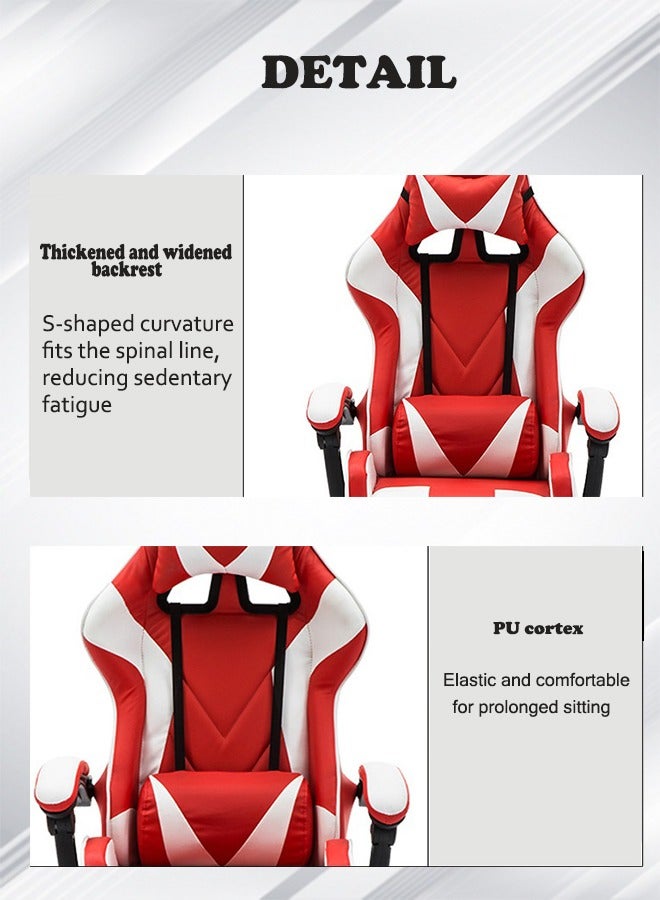Generic Gaming Chair with Footrest for Adults Ergonomic High Back Office Racing Chair with Armrest, Swivel Leather Desk Chairs with Adjustable Headrest and Lumbar Cushion for Office and Home Golden  - Image 3