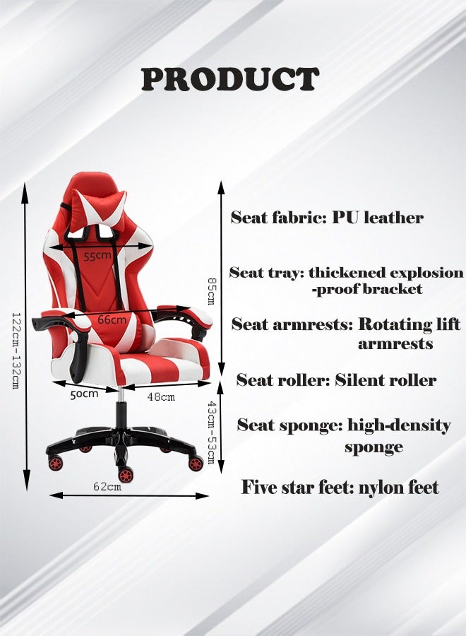 Generic Gaming Chair with Footrest for Adults Ergonomic High Back Office Racing Chair with Armrest, Swivel Leather Desk Chairs with Adjustable Headrest and Lumbar Cushion for Office and Home Golden  - Image 2