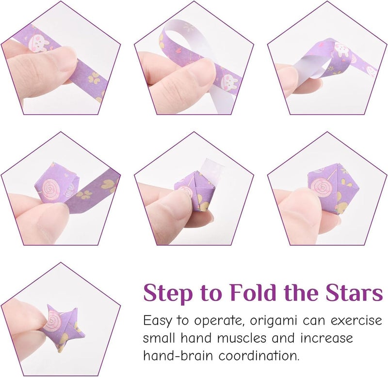 HZYH 2160 Pcs Origami Stars Paper, Lucky Star Paper Strips, Origami Strips, No Cutting Required, Easy to Use, for Handmade Home Cards Gift, Party Decoration, Crafts Decoration - Image 4