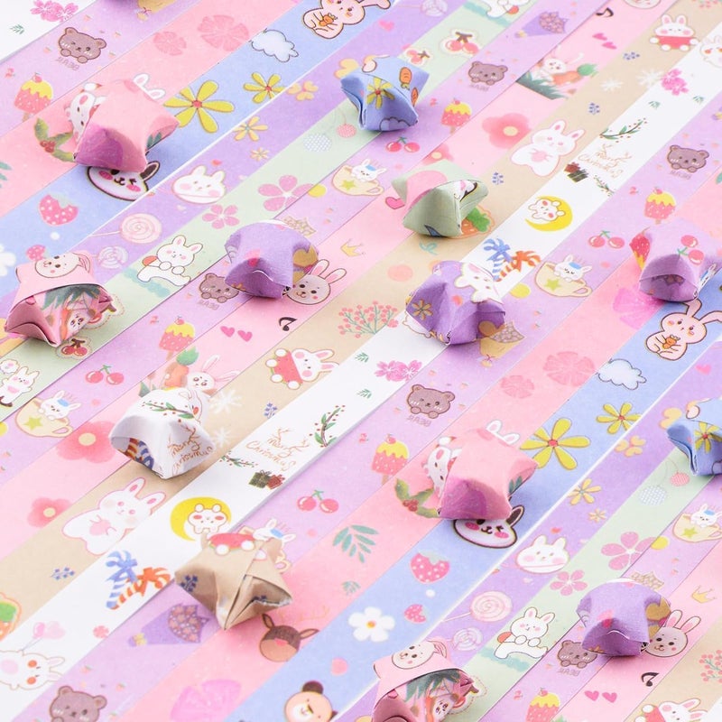 HZYH 2160 Pcs Origami Stars Paper, Lucky Star Paper Strips, Origami Strips, No Cutting Required, Easy to Use, for Handmade Home Cards Gift, Party Decoration, Crafts Decoration - Image 3