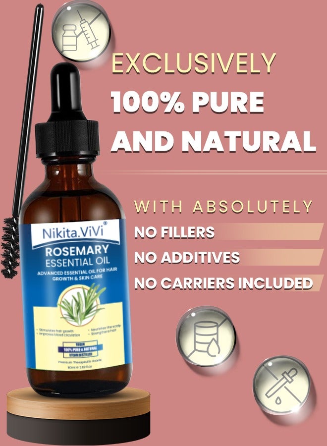 NIKITA.VIVI 60 ml Rosemary Essential Oil for Hair Growth Pure Organic Rosemary Oil for Dry Damaged Hair and Growth Hair Scalp Oil Pure and Natural Premium Quality Oil Hair Loss Treatment Oil for Men and Women  - Image 2
