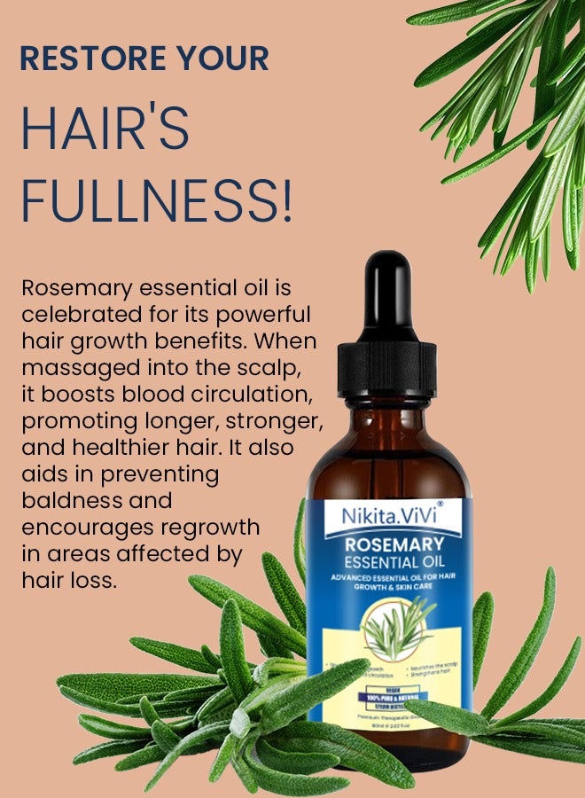 NIKITA.VIVI 60 ml Rosemary Essential Oil for Hair Growth Pure Organic Rosemary Oil for Dry Damaged Hair and Growth Hair Scalp Oil Pure and Natural Premium Quality Oil Hair Loss Treatment Oil for Men and Women  - Image 5