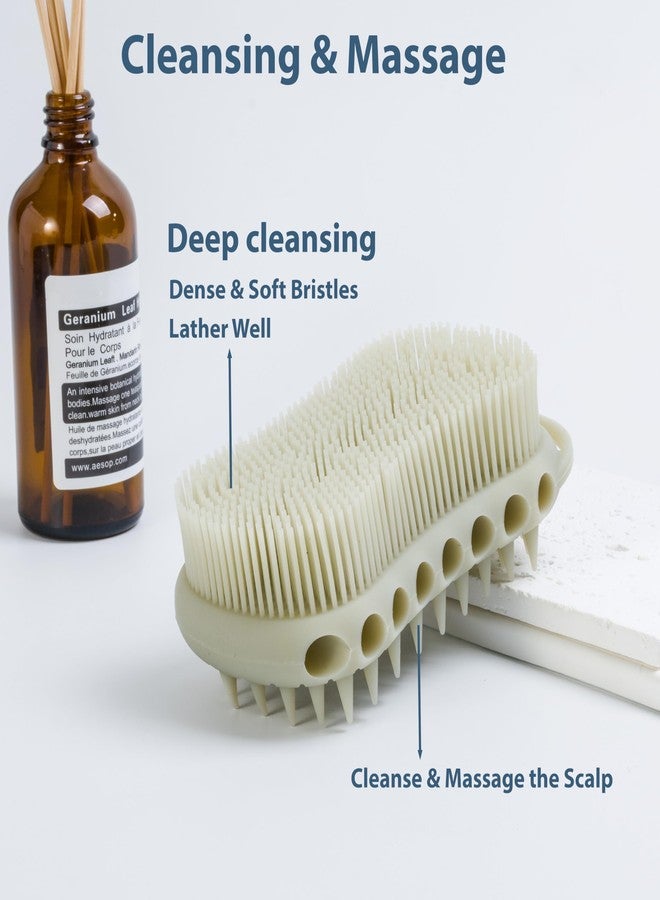 MtBoi Double-Sided Exfoliating Silicone Body Scrubber, 2-in-1 Bath Scrubber, Shampoo Brush, Silicone Loofah for All Skin Types, Shower Body Scrubber, Easy to Clean, Lather Well (Gray) - Image 3