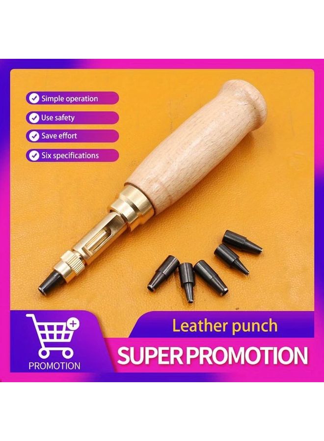 Heavy Duty Automatic Hole Punch Tool 1PC With 6 Interchangeable Tips 1 5 4mm Lever Operated - Image 2
