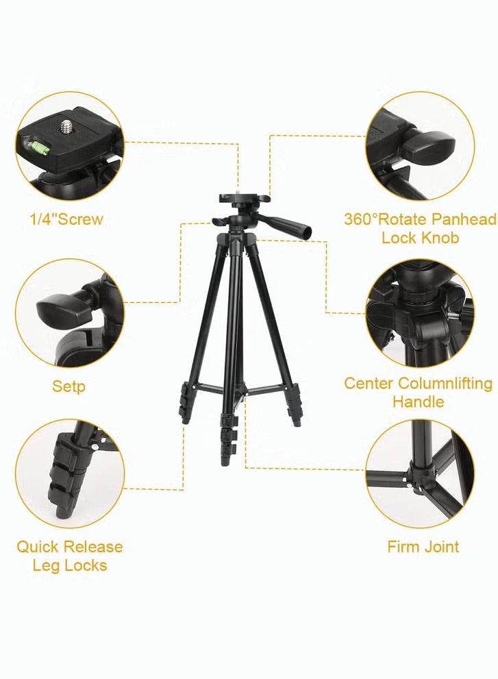 Arabest 51" Phone&Tablet Tripod, Cell Phone Tripod for iPhone with Wireless Remote and Phone Holder, Extendable Tripod Stand for iPad, Suit for Video Recording/Makeup/Live Streaming - Image 3