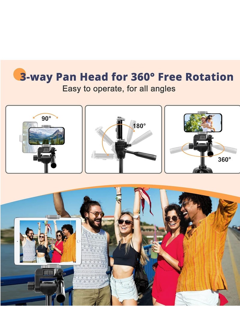 Arabest 51" Phone&Tablet Tripod, Cell Phone Tripod for iPhone with Wireless Remote and Phone Holder, Extendable Tripod Stand for iPad, Suit for Video Recording/Makeup/Live Streaming - Image 4