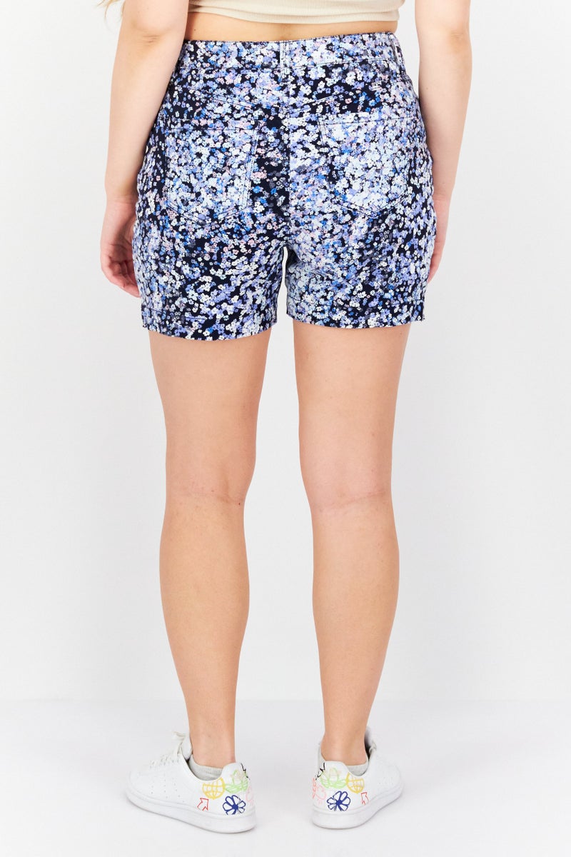 Gloria Vanderbilt Women Floral Print Basic Shorts, Black Cumbo - Image 2