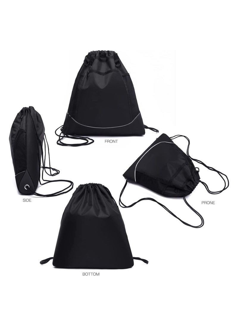 Y&D - Black Drawstring pocket backpack men's and women's outdoor travel sports basketball football swimming cycling bag - Image 1