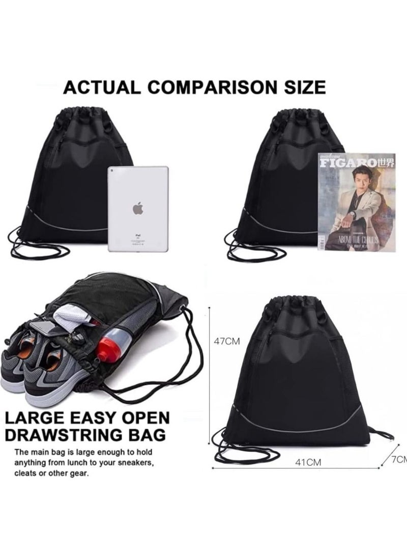 Y&D - Black Drawstring pocket backpack men's and women's outdoor travel sports basketball football swimming cycling bag - Image 1