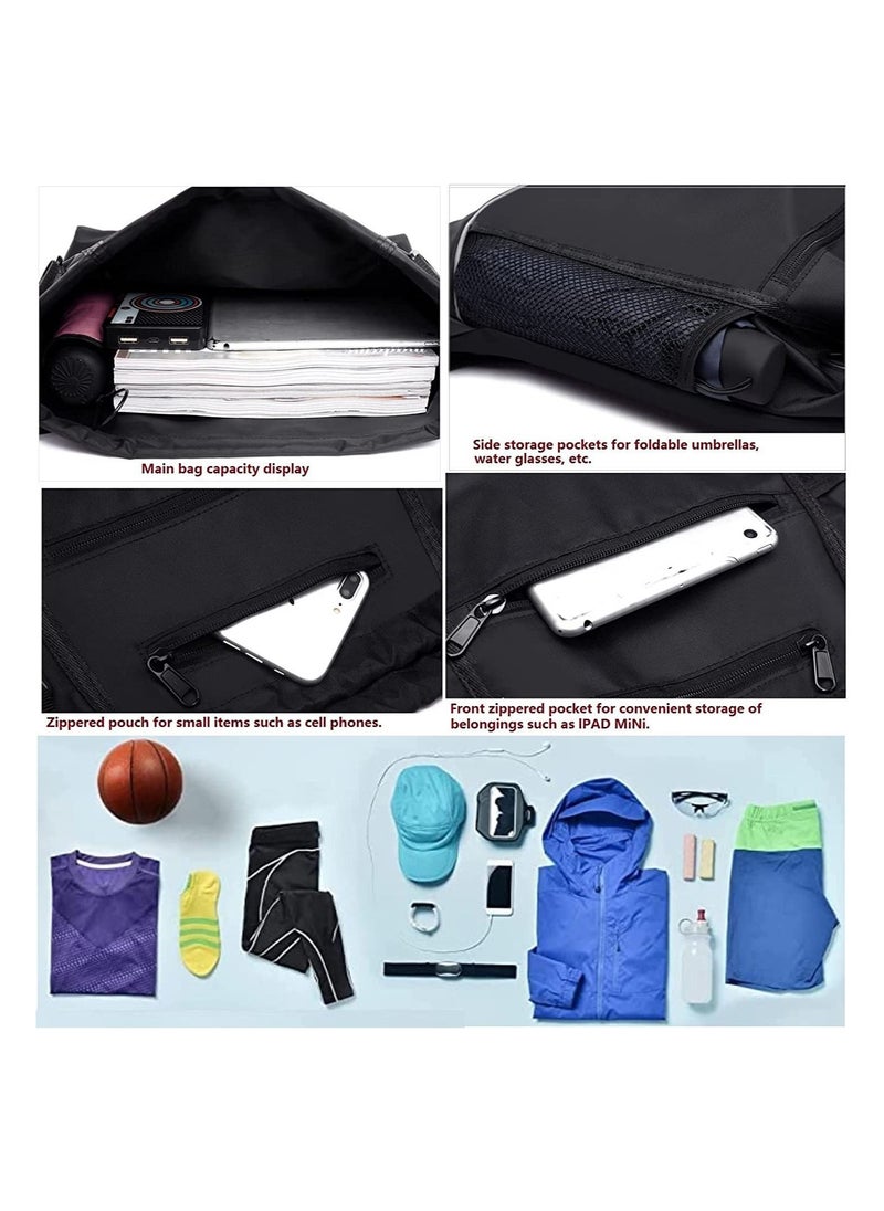 Y&D - Black Drawstring pocket backpack men's and women's outdoor travel sports basketball football swimming cycling bag - Image 1