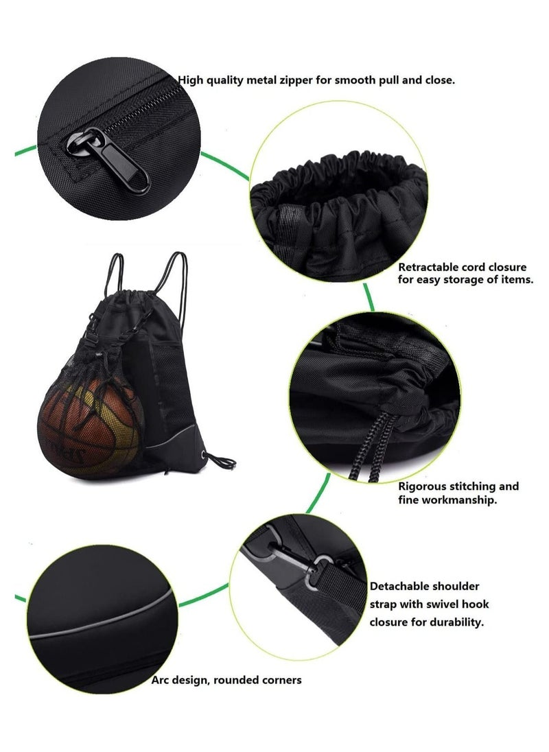Y&D - Black Drawstring pocket backpack men's and women's outdoor travel sports basketball football swimming cycling bag - Image 1