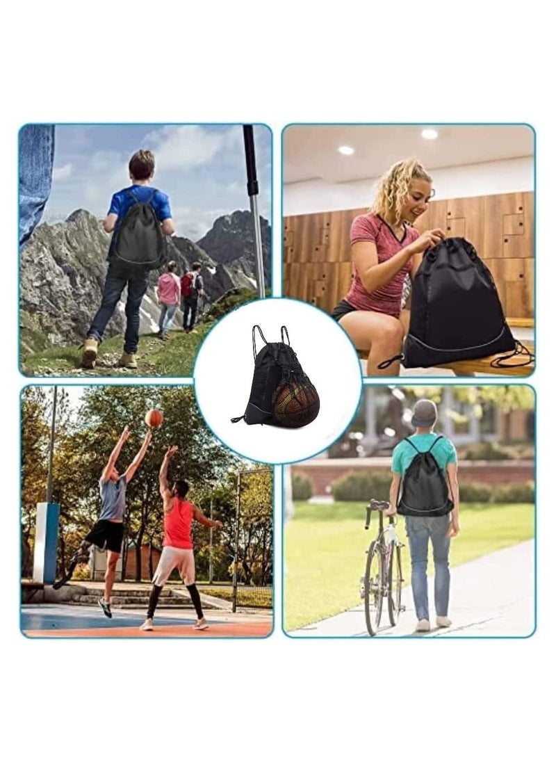 Y&D - Black Drawstring pocket backpack men's and women's outdoor travel sports basketball football swimming cycling bag - Image 1
