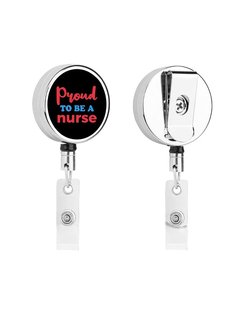 PRINTSHOP4ME Nurse Day Badge Reels Retractable - Durable Epoxy Coating and 5 Designs - Tich Button Clip and Badge Buckle - Nursing Appreciation Gifts (Design 1) - Image 1
