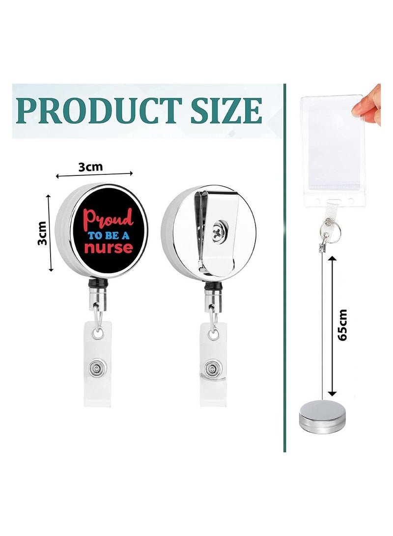 PRINTSHOP4ME Nurse Day Badge Reels Retractable - Durable Epoxy Coating and 5 Designs - Tich Button Clip and Badge Buckle - Nursing Appreciation Gifts (Design 1) - Image 3