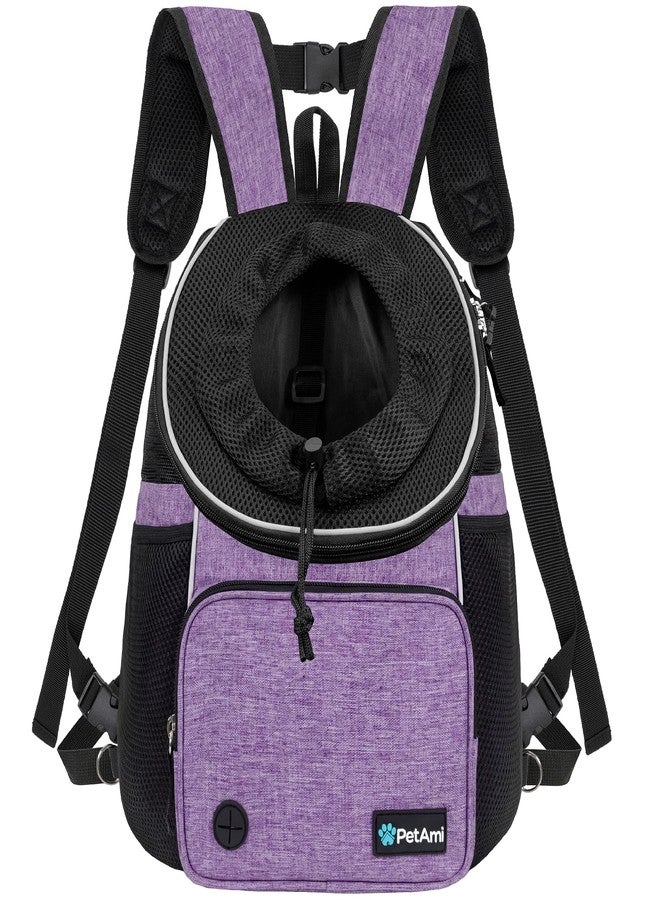 PetAmi Adjustable Cat & Dog Chest Carrier Backpack, Ventilated for Hiking & Camping, Max 10 lbs, Purple - Image 1