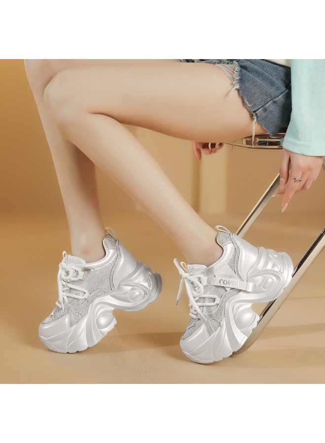 Platform Chunky Dad Shoes For Women】2025 New Rhinestone Sweet Sports Shoes, Lightweight And Versatile Casual Sneakers For Women - Image 4