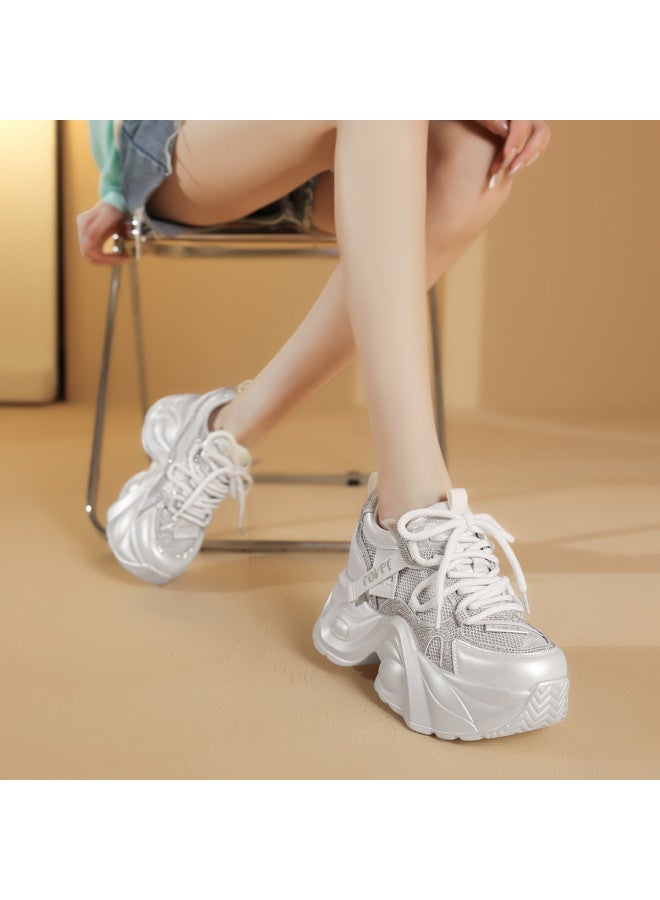 Platform Chunky Dad Shoes For Women】2025 New Rhinestone Sweet Sports Shoes, Lightweight And Versatile Casual Sneakers For Women - Image 3