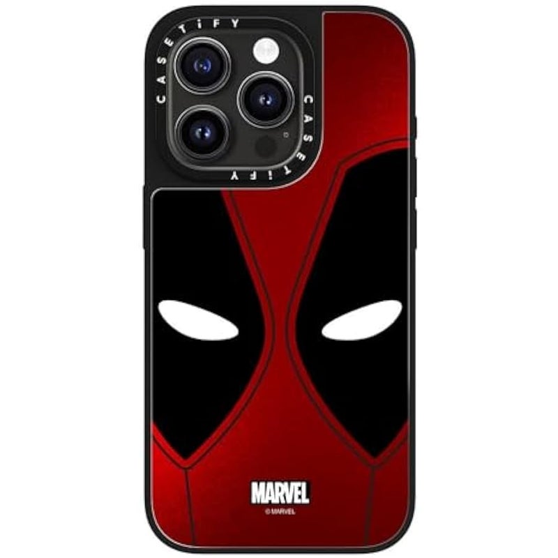 كاستيفي كاسيتي حافظة ميرور ايفون 15 برو 【ديدبول وولفيرين كو-لاب / حماية من السقوط بطول 5 أقدام/ماج سيف】 - حافظة قناع ديدبول - فضي على اسود - Image 4