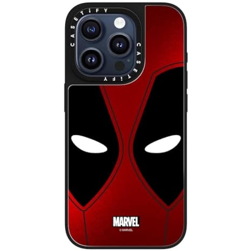 كاستيفي كاسيتي حافظة ميرور ايفون 15 برو 【ديدبول وولفيرين كو-لاب / حماية من السقوط بطول 5 أقدام/ماج سيف】 - حافظة قناع ديدبول - فضي على اسود - Image 2