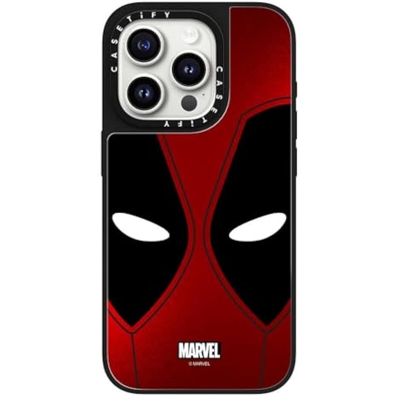 كاستيفي كاسيتي حافظة ميرور ايفون 15 برو 【ديدبول وولفيرين كو-لاب / حماية من السقوط بطول 5 أقدام/ماج سيف】 - حافظة قناع ديدبول - فضي على اسود - Image 3