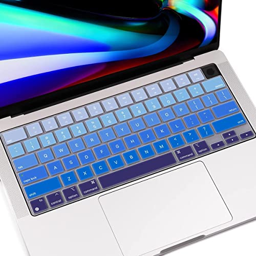 Oaky Keyboard Protector for MacBook Air 15.3, 13.6 inch M3 M2 2024-2021 [A3113 A2681 A3114 A2941] & MacBook Pro 14, 16 inch M3 M2 M1 (A2918 A2992 A2779 A2442 A2991 A2780 A2485) - Silicon Blue - Image 1