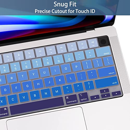 Oaky Keyboard Protector for MacBook Air 15.3, 13.6 inch M3 M2 2024-2021 [A3113 A2681 A3114 A2941] & MacBook Pro 14, 16 inch M3 M2 M1 (A2918 A2992 A2779 A2442 A2991 A2780 A2485) - Silicon Blue - Image 5