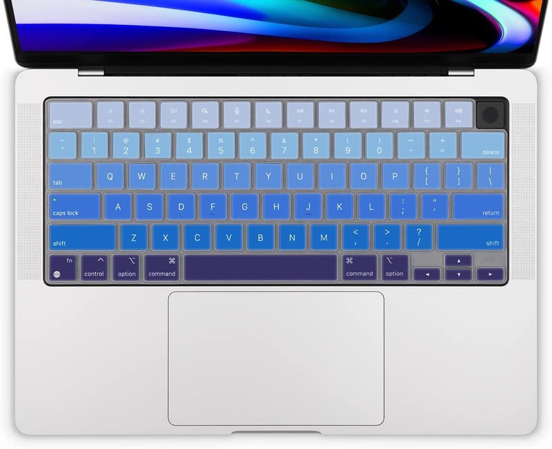 Oaky Keyboard Protector for MacBook Air 15.3, 13.6 inch M3 M2 2024-2021 [A3113 A2681 A3114 A2941] & MacBook Pro 14, 16 inch M3 M2 M1 (A2918 A2992 A2779 A2442 A2991 A2780 A2485) - Silicon Blue - Image 3