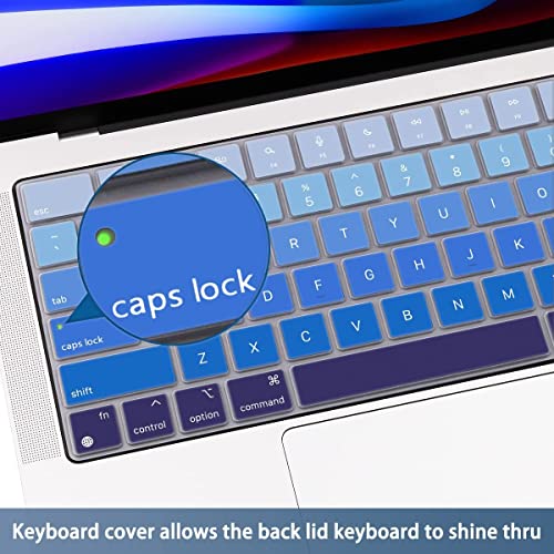 Oaky Keyboard Protector for MacBook Air 15.3, 13.6 inch M3 M2 2024-2021 [A3113 A2681 A3114 A2941] & MacBook Pro 14, 16 inch M3 M2 M1 (A2918 A2992 A2779 A2442 A2991 A2780 A2485) - Silicon Blue - Image 4
