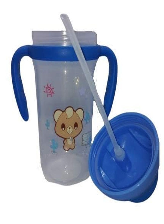 APLAM CHAPLAM Baby Cute Stylish Bpa Free Unbreakable Sippy Cup (Sipper Kids Mug) Straw Sipper Infant PP Water/Juice Training Gravity Sipper Cup with Handles 330ml (Blue) - Image 4