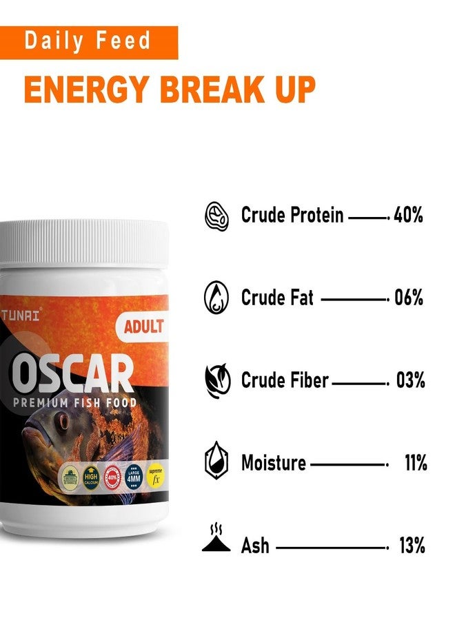 TUNAI All Life Stages Supreme Formula Oscar Fish Food Fortified with 40% Protein and Vitamins, Essential for Color Enhancement, Growth for Medium and Large Sized Oscar Fishes, 4Mm Pellet Size, 100G - Image 5