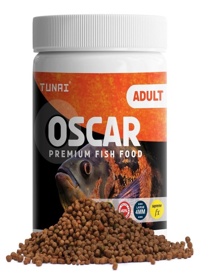TUNAI All Life Stages Supreme Formula Oscar Fish Food Fortified with 40% Protein and Vitamins, Essential for Color Enhancement, Growth for Medium and Large Sized Oscar Fishes, 4Mm Pellet Size, 100G - Image 1
