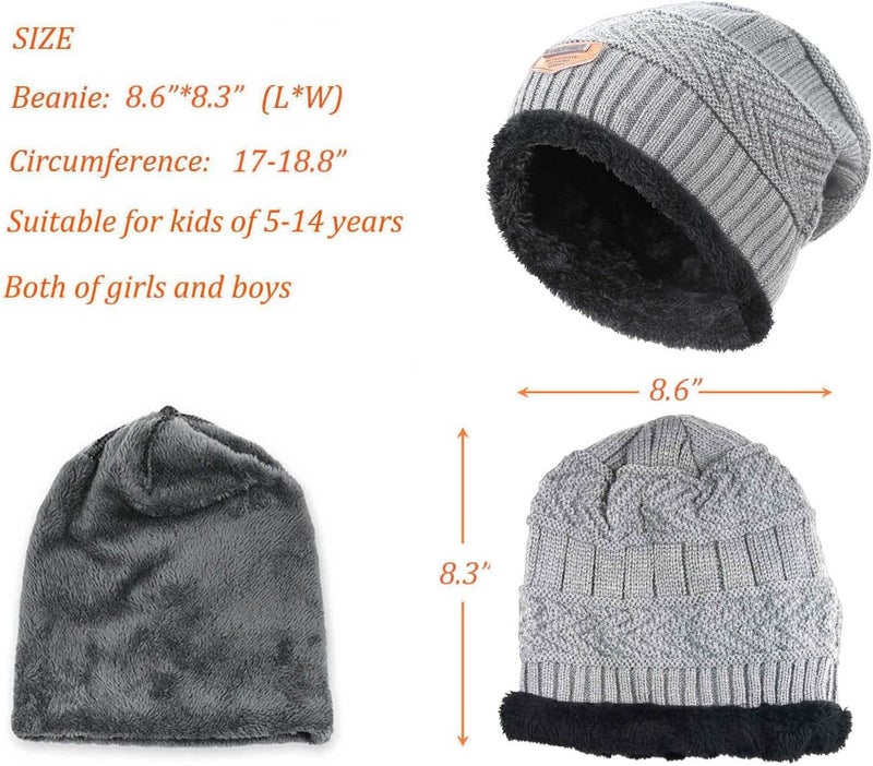 HINDAWI Winter Beanie Hat for Boys Girls (5-14 Years) Slouchy Beanie Windproof Warm Knit Kids Skull Cap - Image 5