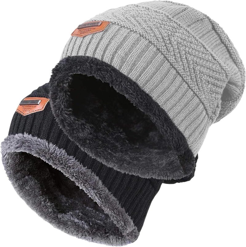 HINDAWI Winter Beanie Hat for Boys Girls (5-14 Years) Slouchy Beanie Windproof Warm Knit Kids Skull Cap - Image 1