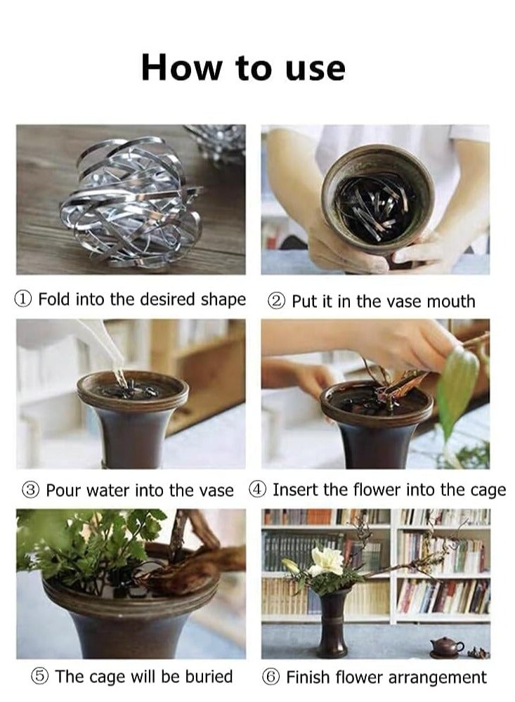 SYOSI Flower Frogs 4 Pieces Elastic Floral Frogs Flower Vase Twistable Flower Arranger Tool Pin Holder Japanese Flower Arranging Plant Decoration Fixed Supplies with Bottom Home DIY Craft (Silver)  - Image 4