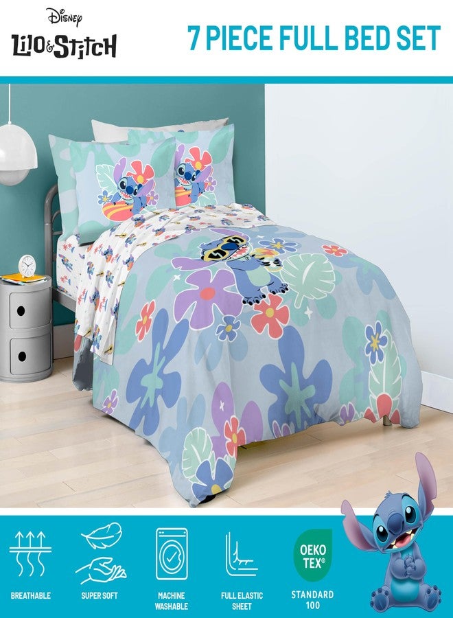 Jay Franco مجموعة لحاف كاملة الحجم من جاي فرانكو ديزني ليلو وستيتش - 7 قطع تشمل مجموعة ملاءات وأغطية وسائد - أغطية سرير استوائية فائقة النعومة - Image 4