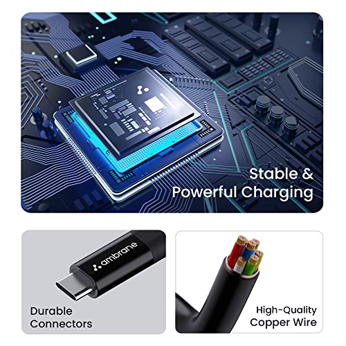 Ambrane 60W / 3A Fast Charging Output Type C To Usb Cable with Type-C to USB for Mobile, Neckband, True Wireless Earphone Charging, 480mbps Data Sync Speed, 1m Length (ACT - AZ10, Black) - Image 4
